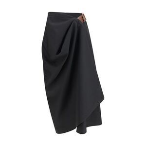 Bottega Veneta Women Grain De Poudre Wool Midi Skirt